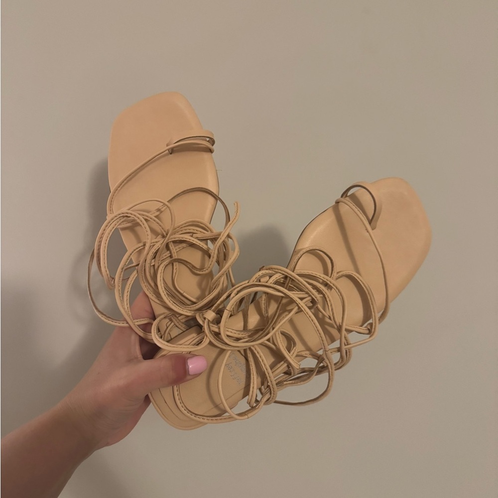 Jeffrey Campbell Beige Lace-Up Gladiator Sandals